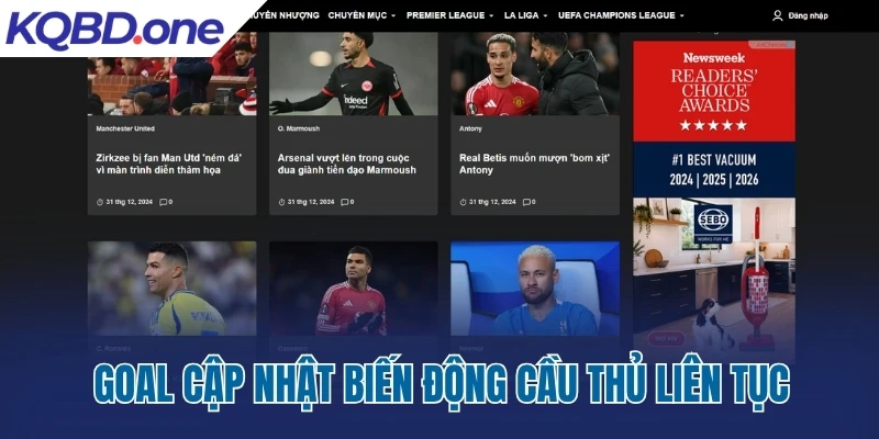 Goal.com cập nhật biến động cầu thủ liên tục