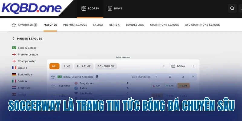 Soccerway.com là trang tin tức bóng đá chuyên sâu
