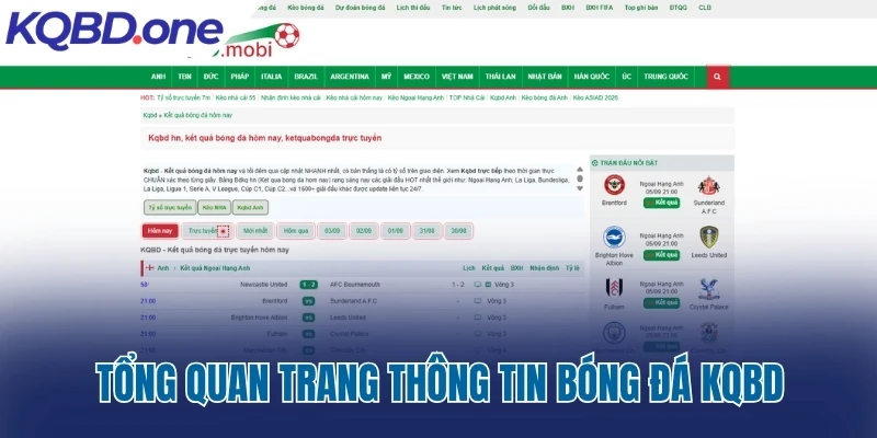 Tổng quan trang thông tin bóng đá Kqbd.mobi